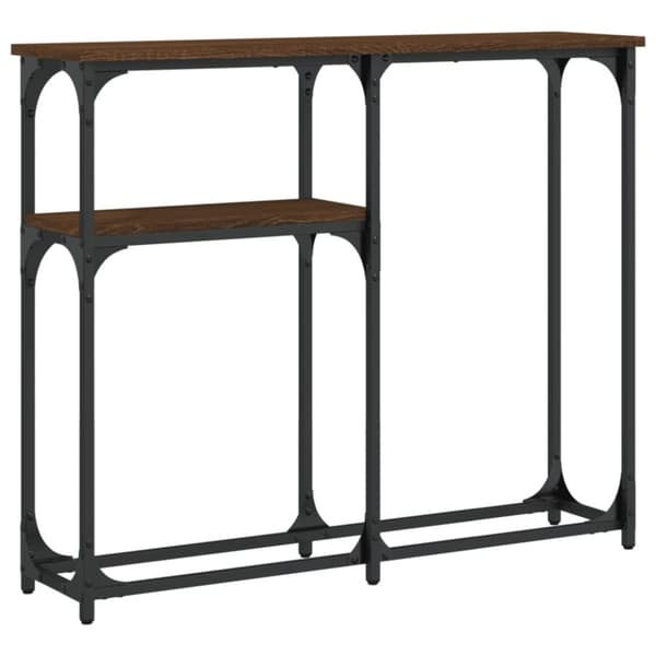 vidaXL konsolbord 90x22,5x75 cm konstrueret træ brunt egetræ