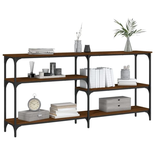 vidaXL konsolbord 160x29x75 cm konstrueret træ brun egetræ