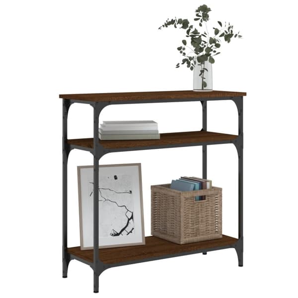 vidaXL konsolbord 75x29x75 cm konstrueret træ brunt egetræ