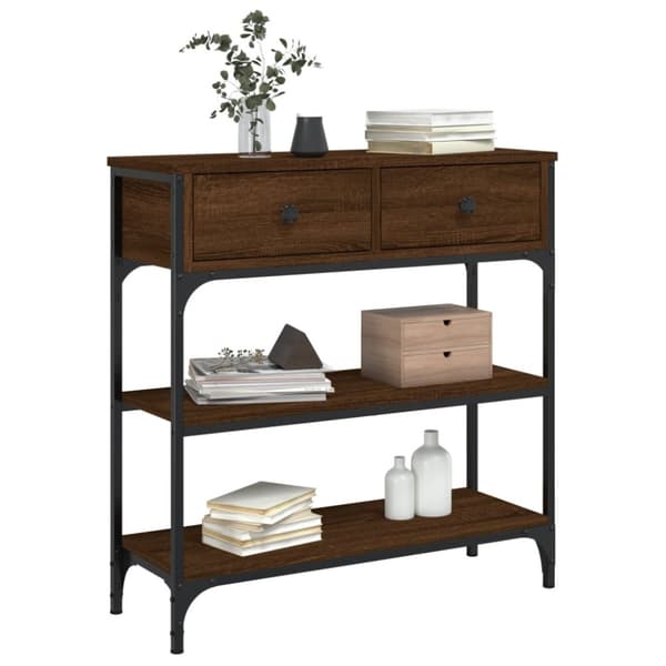 vidaXL konsolbord 72,5x25x75 cm konstrueret træ brunt egetræ