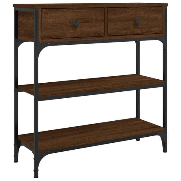 vidaXL konsolbord 72,5x25x75 cm konstrueret træ brunt egetræ