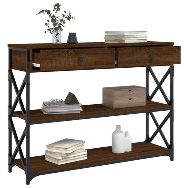 vidaXL konsolbord 100x28x75 cm konstrueret træ brun egetræsfarve
