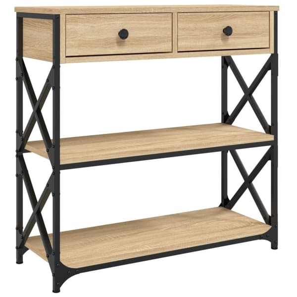 vidaXL konsolbord 75x28x75 cm konstrueret træ sonoma-eg