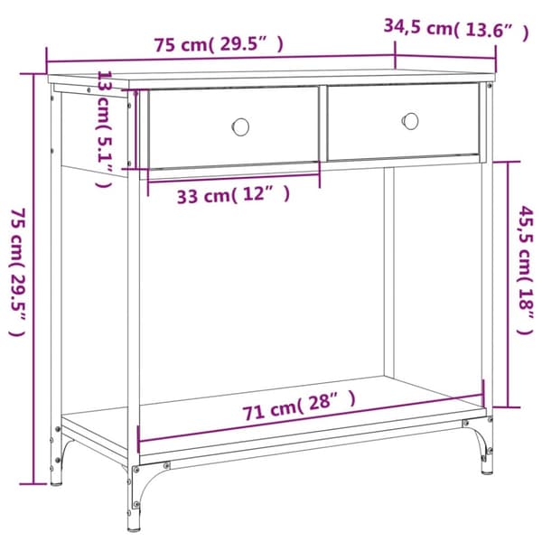vidaXL Konsolipöytä musta 75x34,5x75 cm tekninen puu