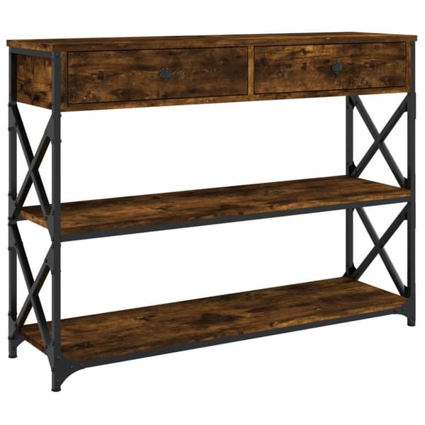 vidaXL Konsolipöytä savutammi 100x28x75 cm tekninen puu
