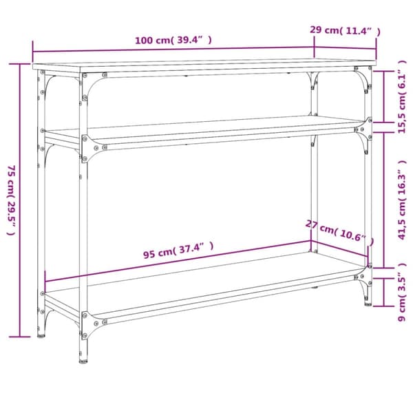 vidaXL Avlastningsbord brun ek 100x29x75 cm konstruerat trä