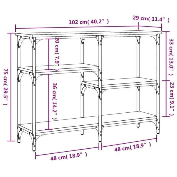 vidaXL Konsolbord svart 102x29x75 cm konstruerat trä