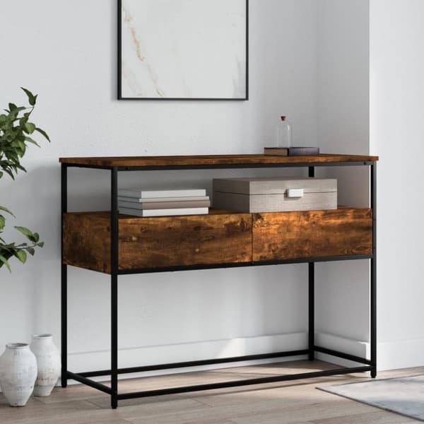 vidaXL Avlastningsbord rökfärgad ek 100x40x75 cm konstruerat trä