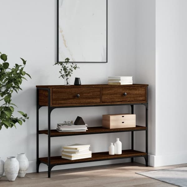vidaXL Avlastningsbord brun ek 100x25x75 cm konstruerat trä