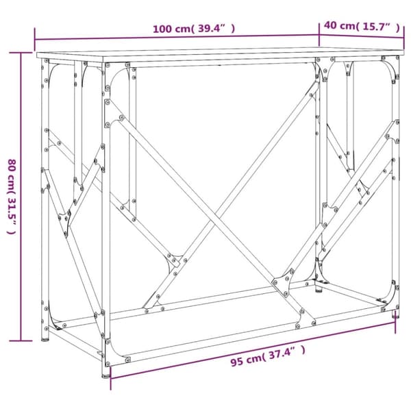 vidaXL Konsollbord brun eik 100x40x80 cm konstruert tre