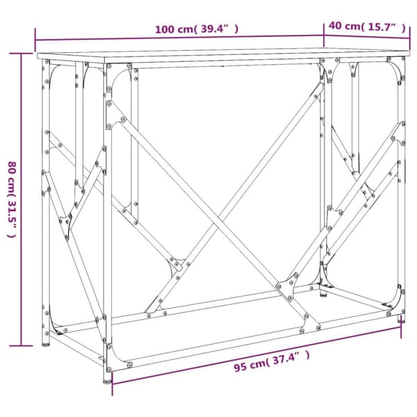 vidaXL Konsolipöytä musta 100x40x80 cm tekninen puu