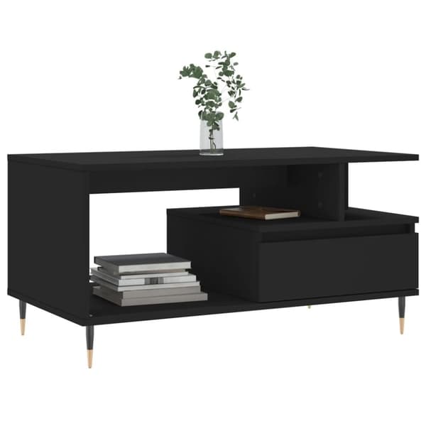 vidaXL sofabord 90x49x45 cm konstrueret træ sort