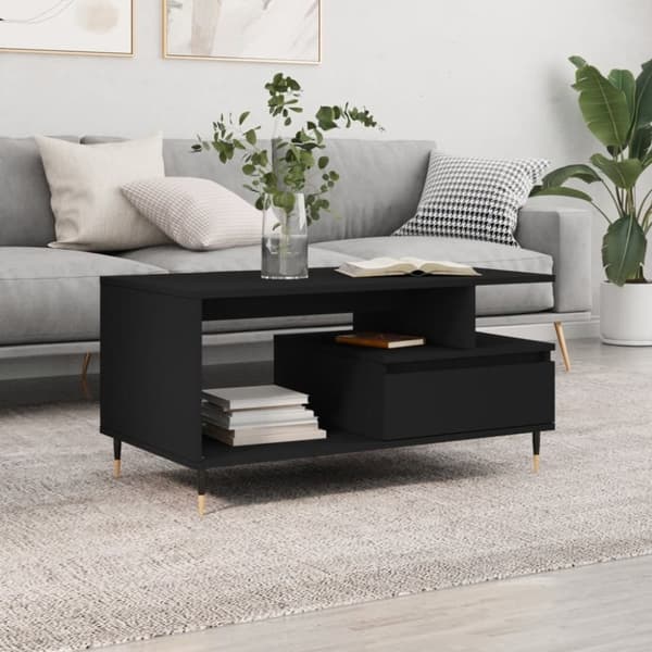vidaXL sofabord 90x49x45 cm konstrueret træ sort
