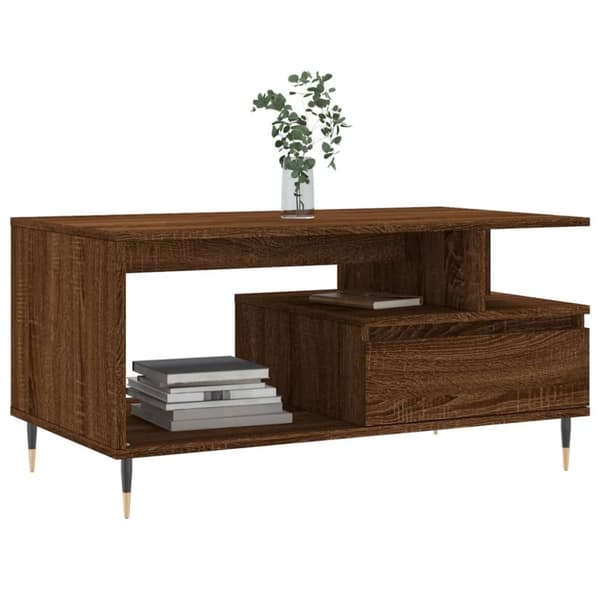 vidaXL sofabord 90x49x45 cm konstrueret træ brun egetræsfarve