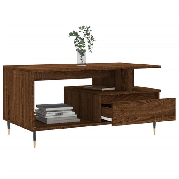 vidaXL sofabord 90x49x45 cm konstrueret træ brun egetræsfarve