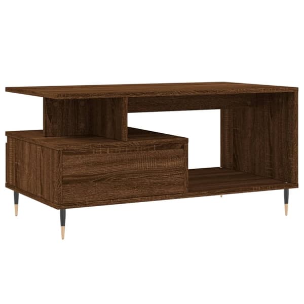 vidaXL sofabord 90x49x45 cm konstrueret træ brun egetræsfarve