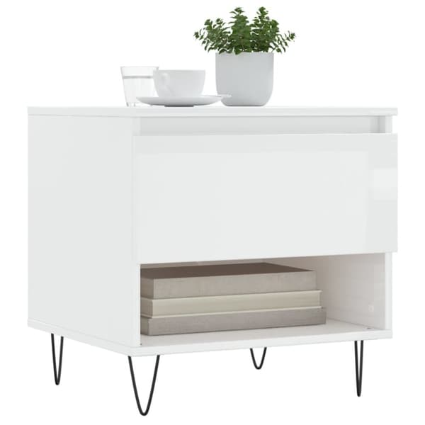 vidaXL Salongbord høyglans hvit 50x46x50 cm konstruert tre