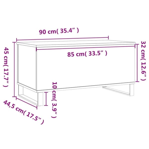 vidaXL Salongbord hvit 90x44,5x45 cm konstruert tre