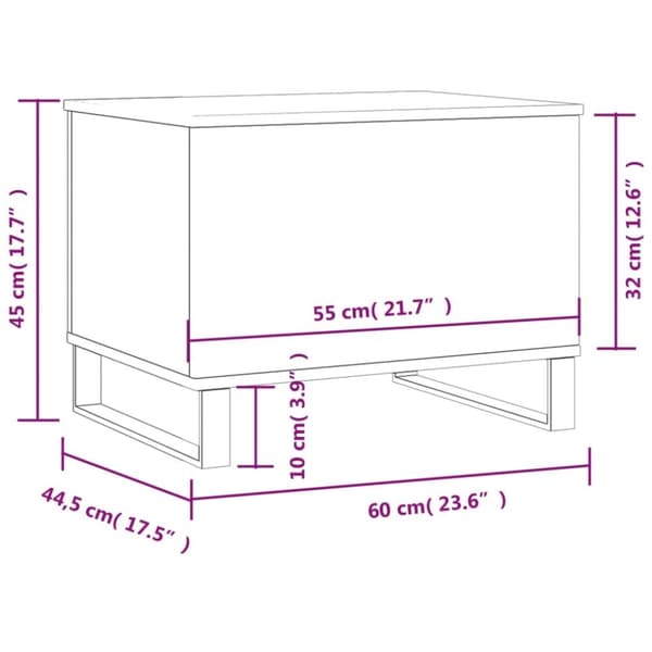 vidaXL Salongbord brun eik 60x44,5x45 cm konstruert tre