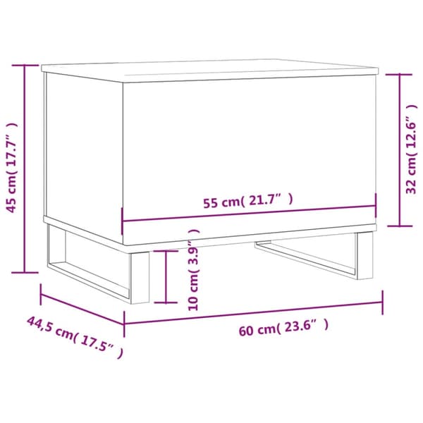 vidaXL Soffbord betonggrå 60x44,5x45 cm konstruerat trä
