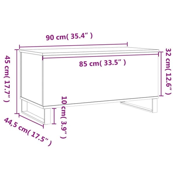 vidaXL Soffbord brun ek 90x44,5x45 cm konstruerat trä