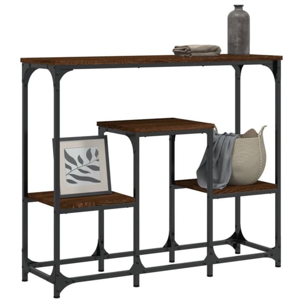 vidaXL konsolbord 89,5x28x76 cm konstrueret træ brun egetræsfarve