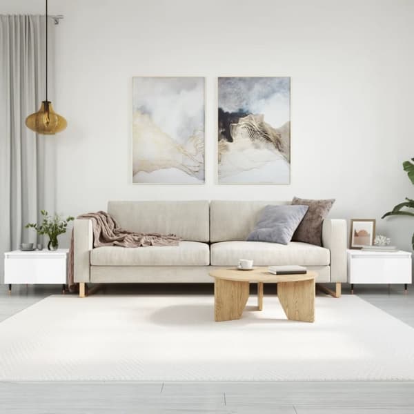 vidaXL sofaborde 2 stk. 50x46x35 cm konstrueret træ hvid højglans