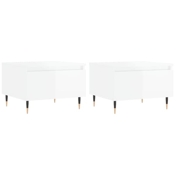 vidaXL sofaborde 2 stk. 50x46x35 cm konstrueret træ hvid højglans