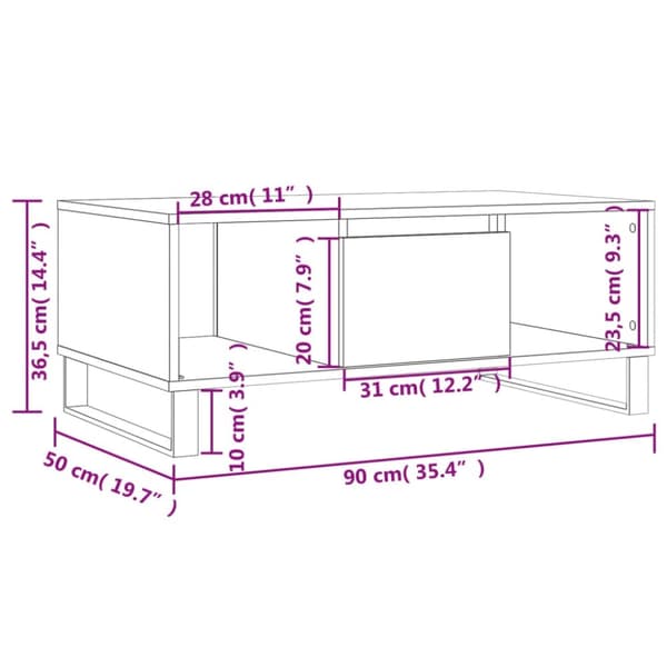 vidaXL sofabord 90x50x36,5 cm konstrueret træ sort