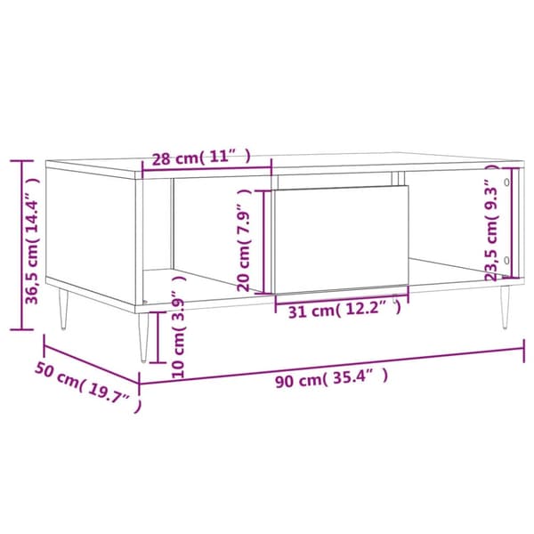 vidaXL sofabord 90x50x36,5 cm konstrueret træ hvid