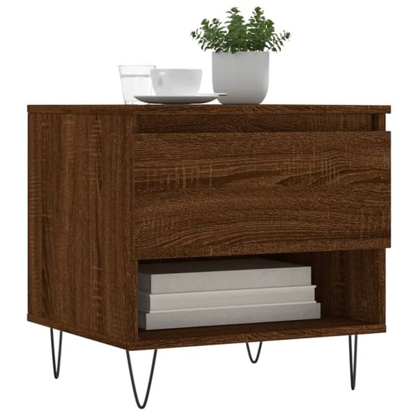 vidaXL sofabord 50x46x50 cm konstrueret træ brun egetræsfarve