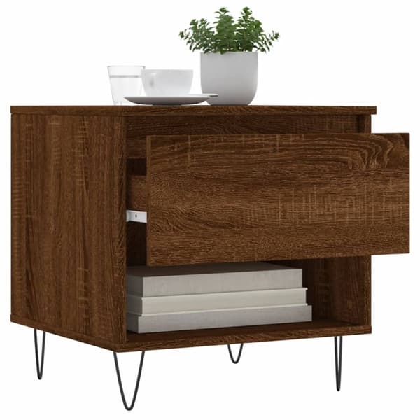 vidaXL sofabord 50x46x50 cm konstrueret træ brun egetræsfarve