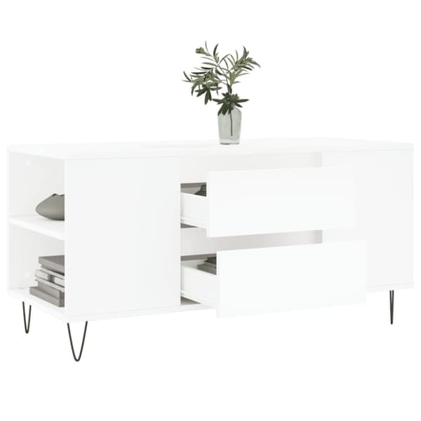 vidaXL Salongbord hvit 102x44,5x50 cm konstruert tre