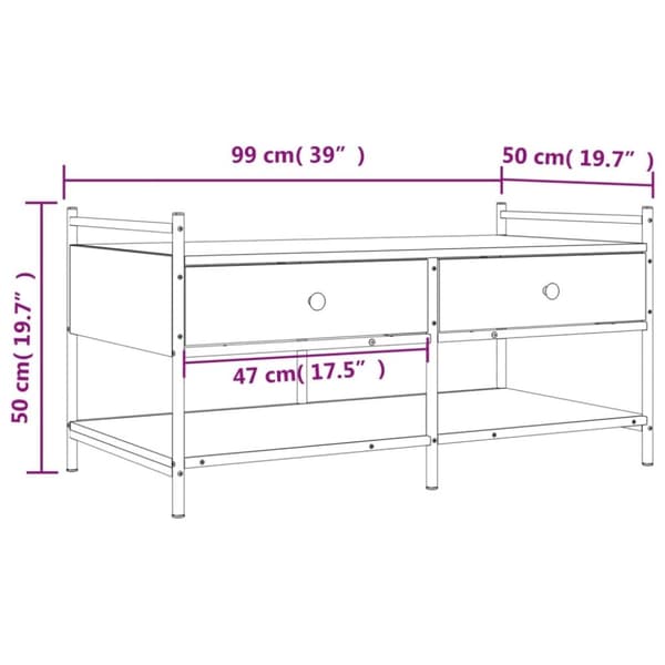 vidaXL Soffbord svart 99x50x50 cm konstruerat trä