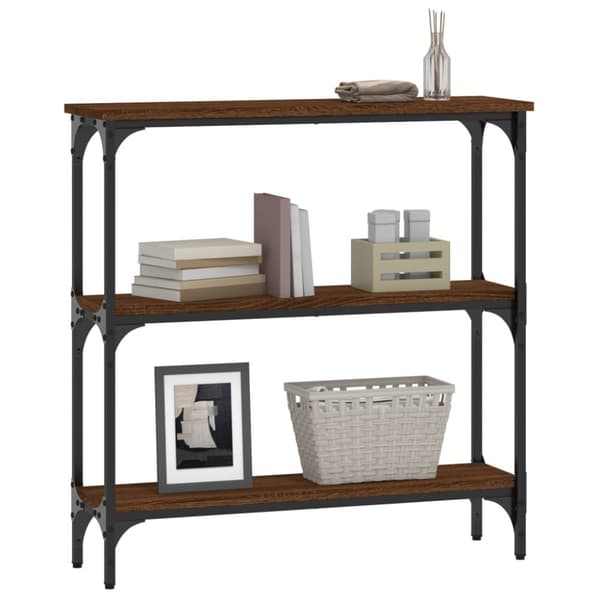 vidaXL konsolbord 75x22,5x75 cm konstrueret træ brunt egetræ