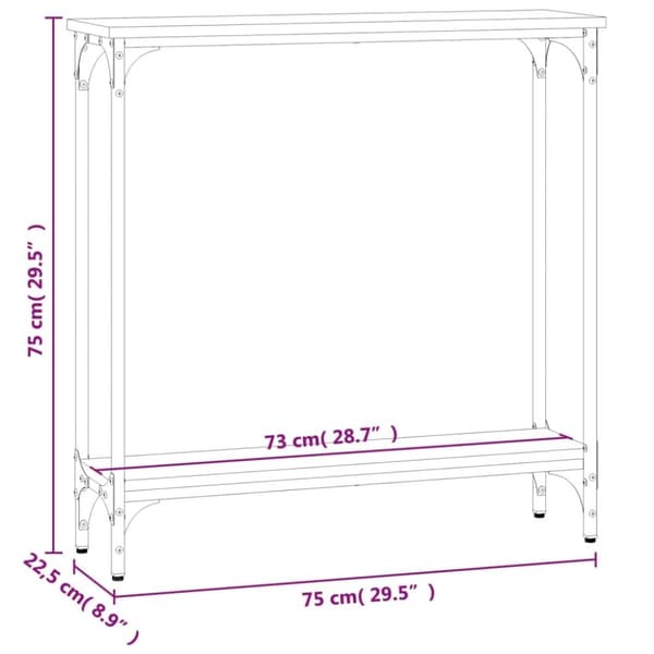 vidaXL Konsolipöytä Sonoma-tammi 75x22,5x75 cm tekninen puu