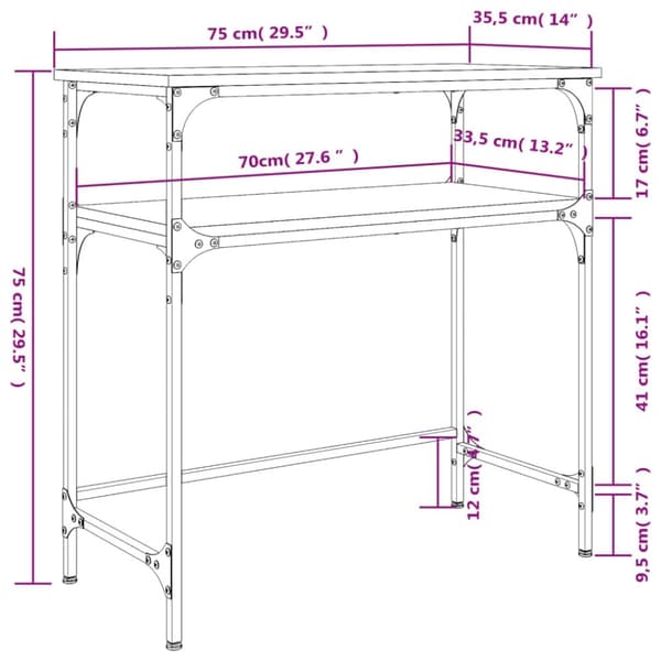 vidaXL konsolbord 75x35,5x75 cm konstrueret træ sort