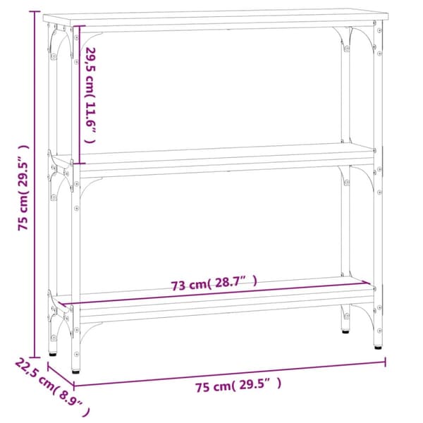 vidaXL Konsolipöytä savutammi 75x22,5x75 cm tekninen puu