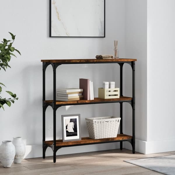 vidaXL Konsolipöytä savutammi 75x22,5x75 cm tekninen puu