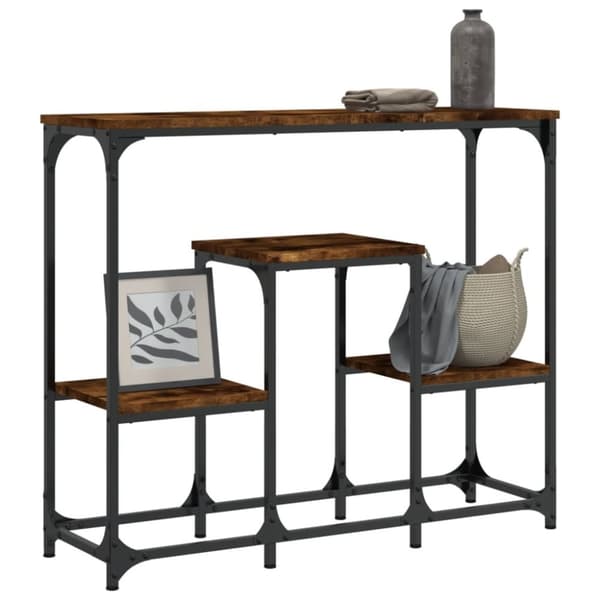 vidaXL konsolbord 89,5x28x76 cm konstrueret træ røget sonoma-eg