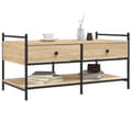 Miniatyrbillede 3 af 11: vidaXL sofabord 99x50x50 cm konstrueret træ sonoma-eg