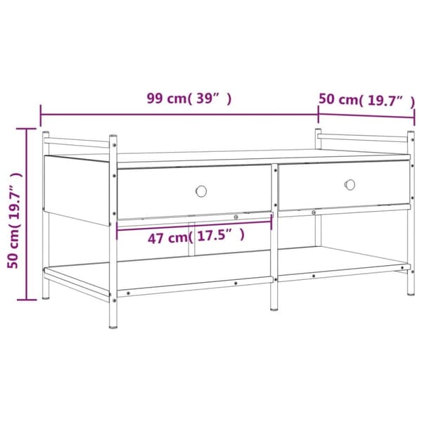 vidaXL sofabord 99x50x50 cm konstrueret træ sonoma-eg
