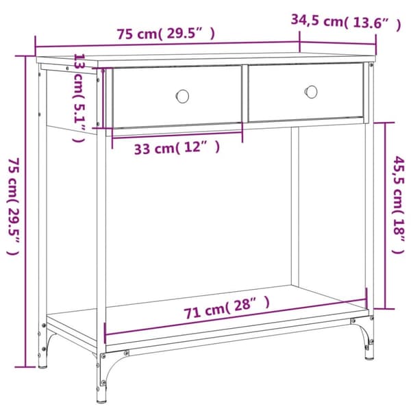 vidaXL Avlastningsbord sonoma-ek 75x34,5x75 cm konstruerat trä