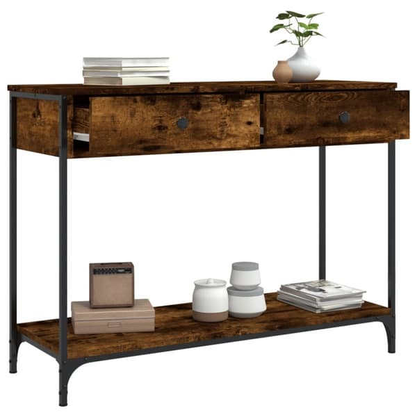 vidaXL konsolbord 100x34,5x75 cm konstrueret træ røget egetræsfarve