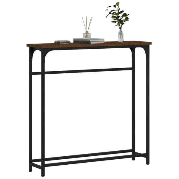 vidaXL konsolbord 75x19,5x75 cm konstrueret træ brunt egetræ