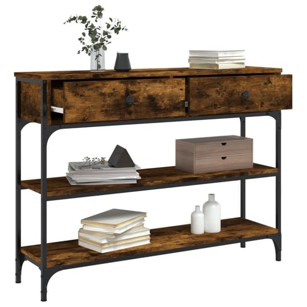 vidaXL konsolbord 100x25x75 cm konstrueret træ røget egetræsfarve