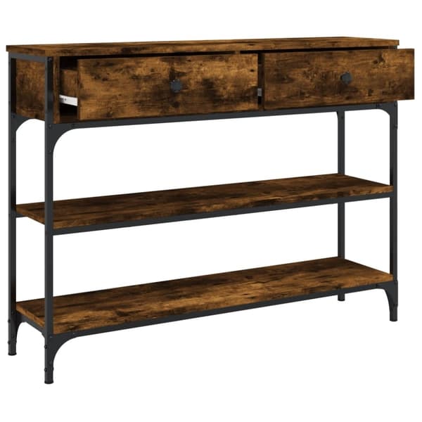 vidaXL konsolbord 100x25x75 cm konstrueret træ røget egetræsfarve