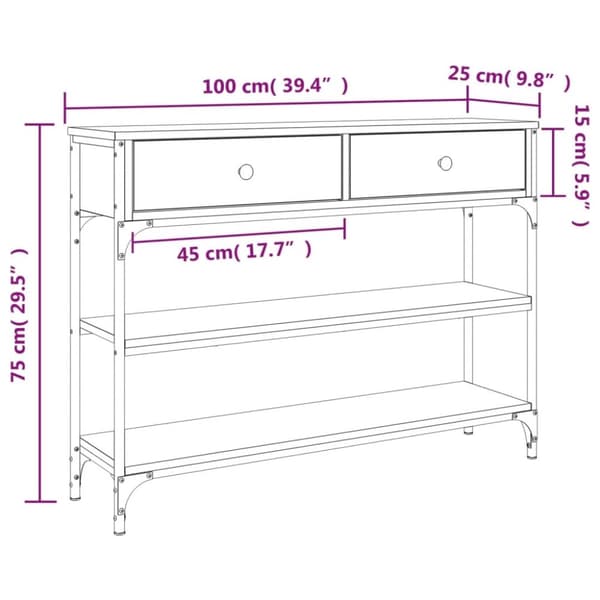 vidaXL konsolbord 100x25x75 cm konstrueret træ røget egetræsfarve