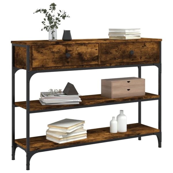 vidaXL konsolbord 100x25x75 cm konstrueret træ røget egetræsfarve