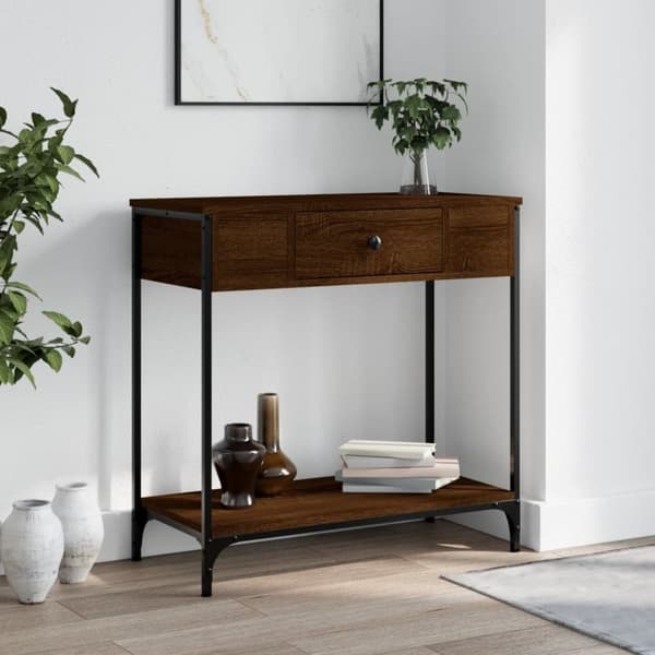 vidaXL konsolbord 75x34,5x75 cm konstrueret træ brunt egetræ